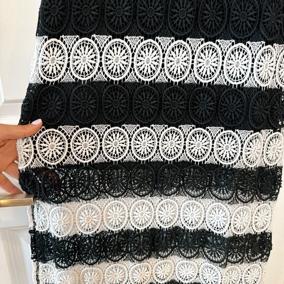 ALICE + OLIVIA Lucia Black White Crochet Racerback Slit Maxi Dress | Small - Picture 9 of 15